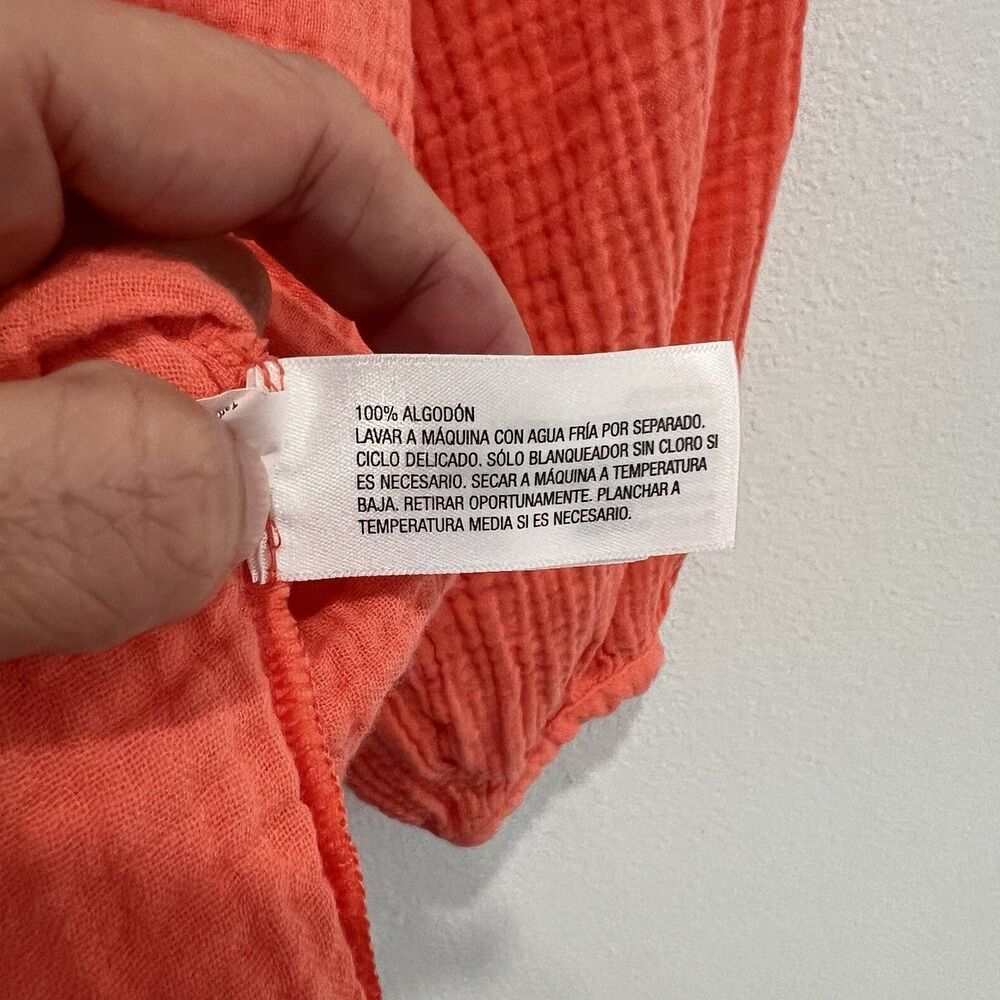 Universal Thread Women's Gauze Balloon-Sleeve Popover Blouse Orange Size XL - Picture 4 of 8